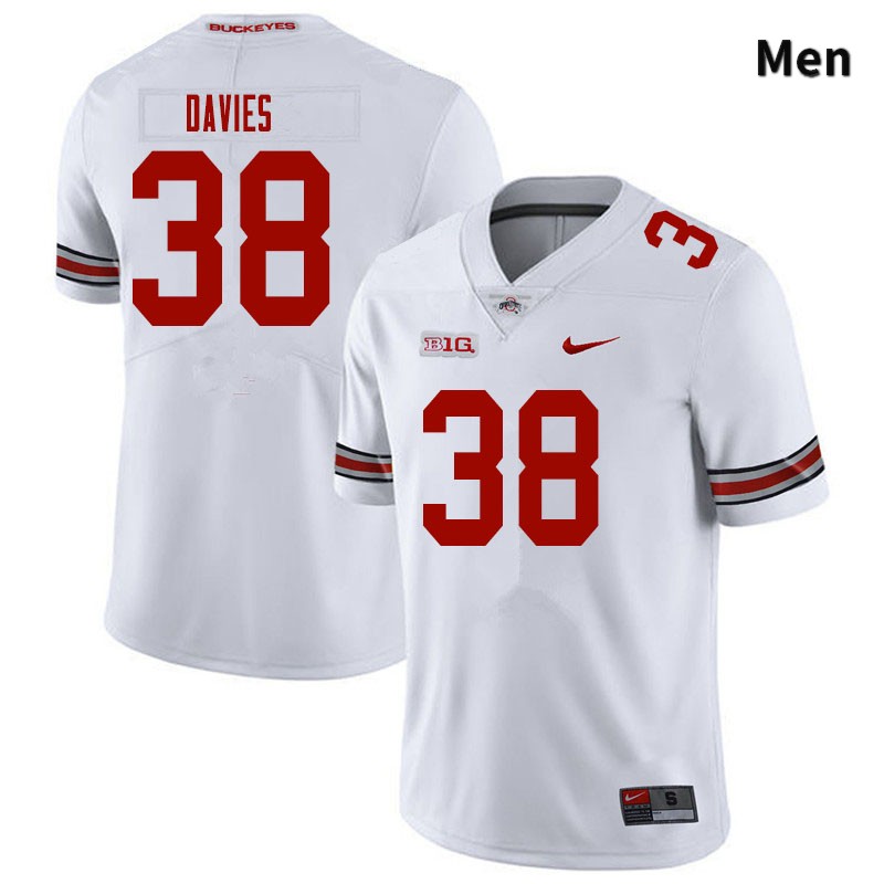 Ohio State Buckeyes Marvin Davies Men's #38 White Authentic Stitched College Football Jersey